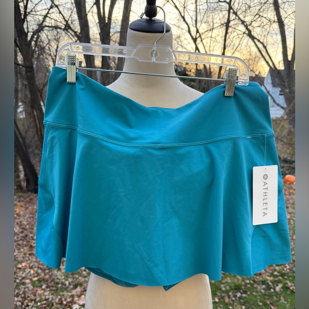 ATHLETA Ace Tennis Skort 13 1/2 Size XL Blue/Teal/Turquoise NEW WITH TAGS